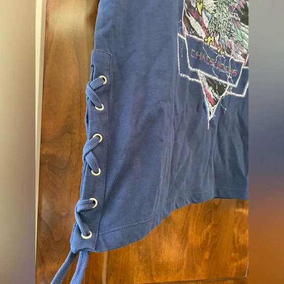 The Kooples Women’s Chaos Reigns Side Tie T-shirt in Blue Sz L NWT MSRP $155 - Picture 4 of 9